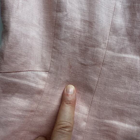 Lafayette 148 Midi Dress Size 6 Pin Linen Cap Sleeves Slined Sheath Preppy - Picture 8 of 9